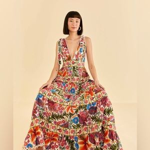 Farm Rio Off White Tropical Yard Sleeveless Midi Size Large